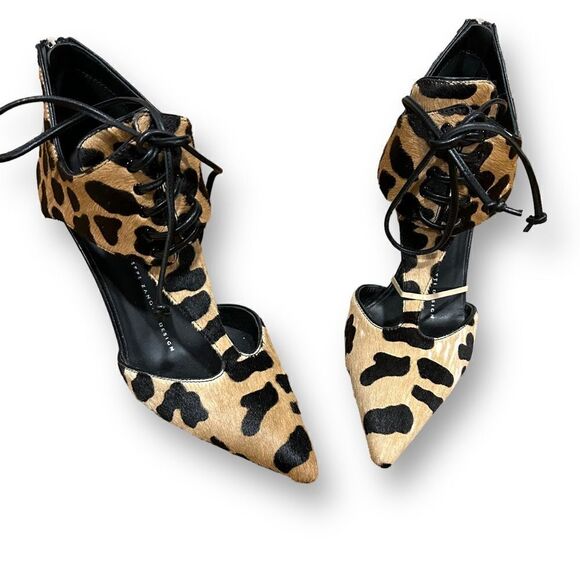 Revolve Giuseppe Zanotti FRIDA Leopard Cheetah Print Lace Up Stiletto - Picture 4 of 13